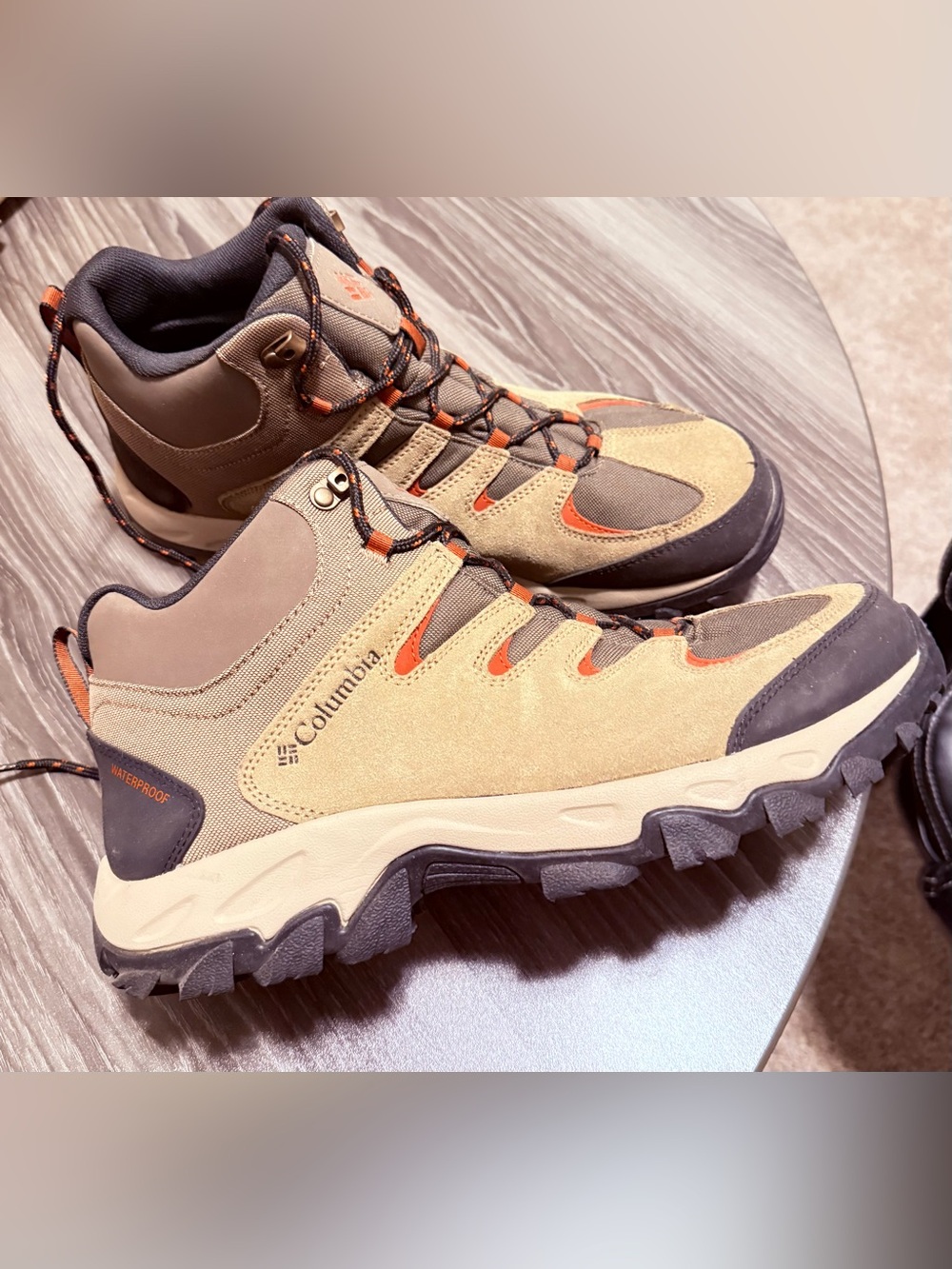 Columbia Men’s Tan and Orange Waterproof Hiking Boots